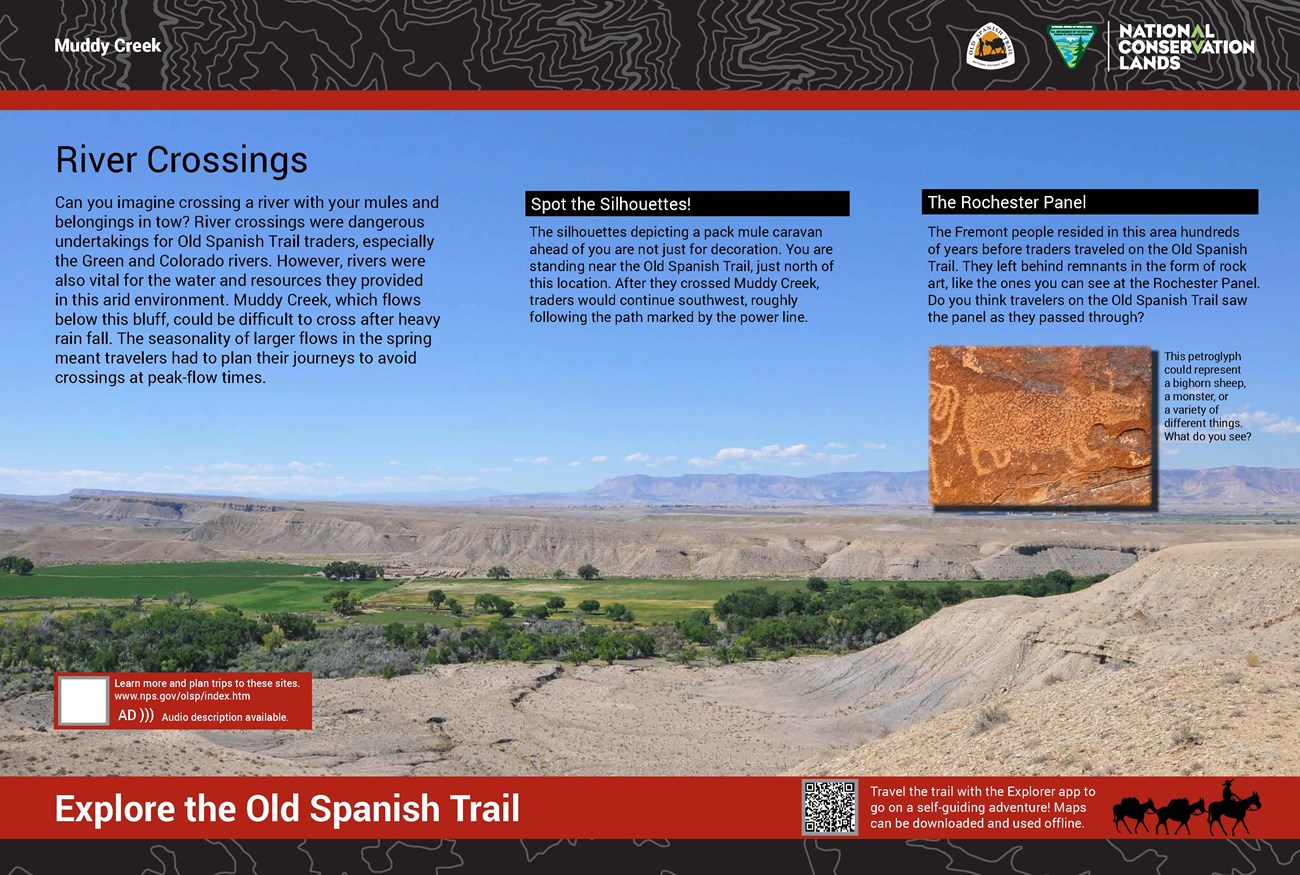 Wayside interpretive exhibit, full audio description is available.