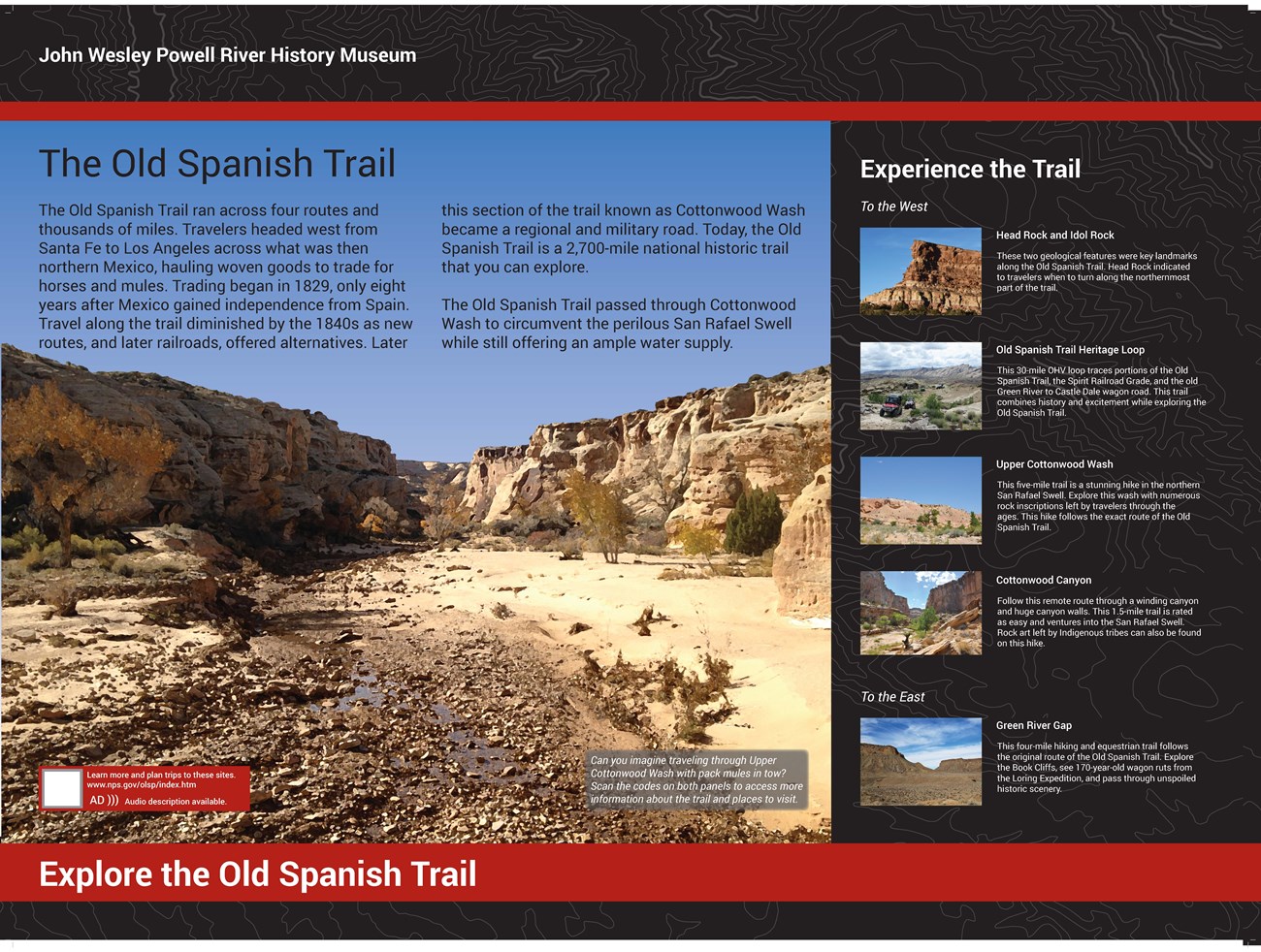 Wayside interpretive exhibit, full audio description is available.