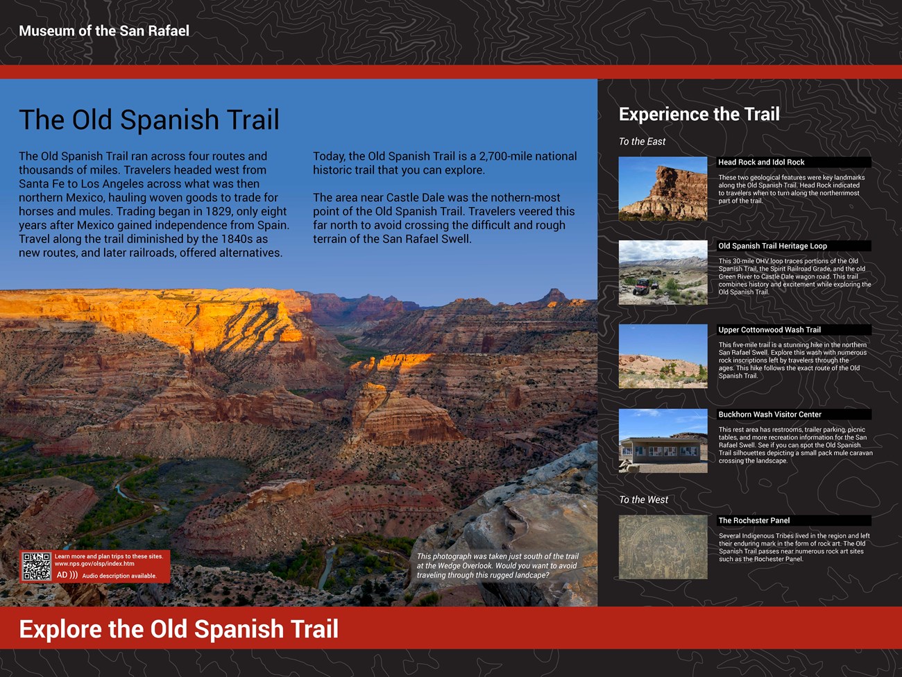 Wayside interpretive exhibit, full audio description is available.