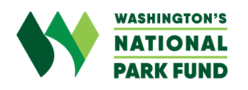 Washington's National Park Fund logo in green, bold font and large artistic W