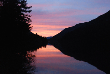 sunset over lake crescent