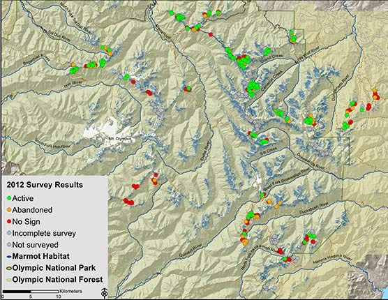 Map of of survey units and survey results
