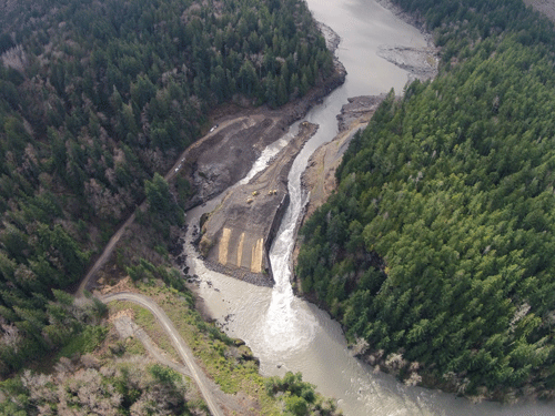 aerial image of Elwha dam site
