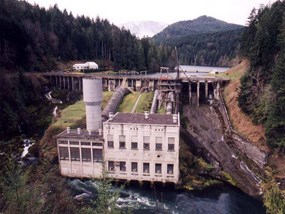 View of the Elwha dam from downstream
