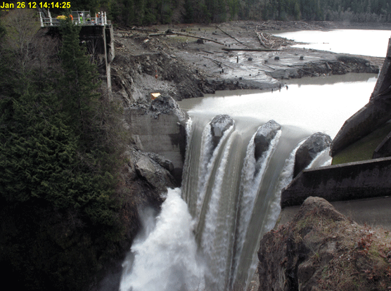 glines canyon dam after the controlled blast on january 26