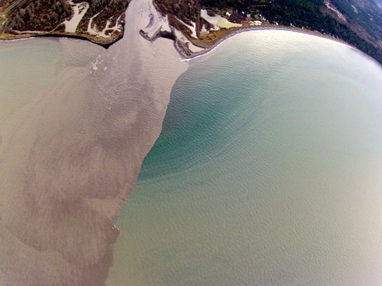 Sediment plume at the mouth of the Elwha River