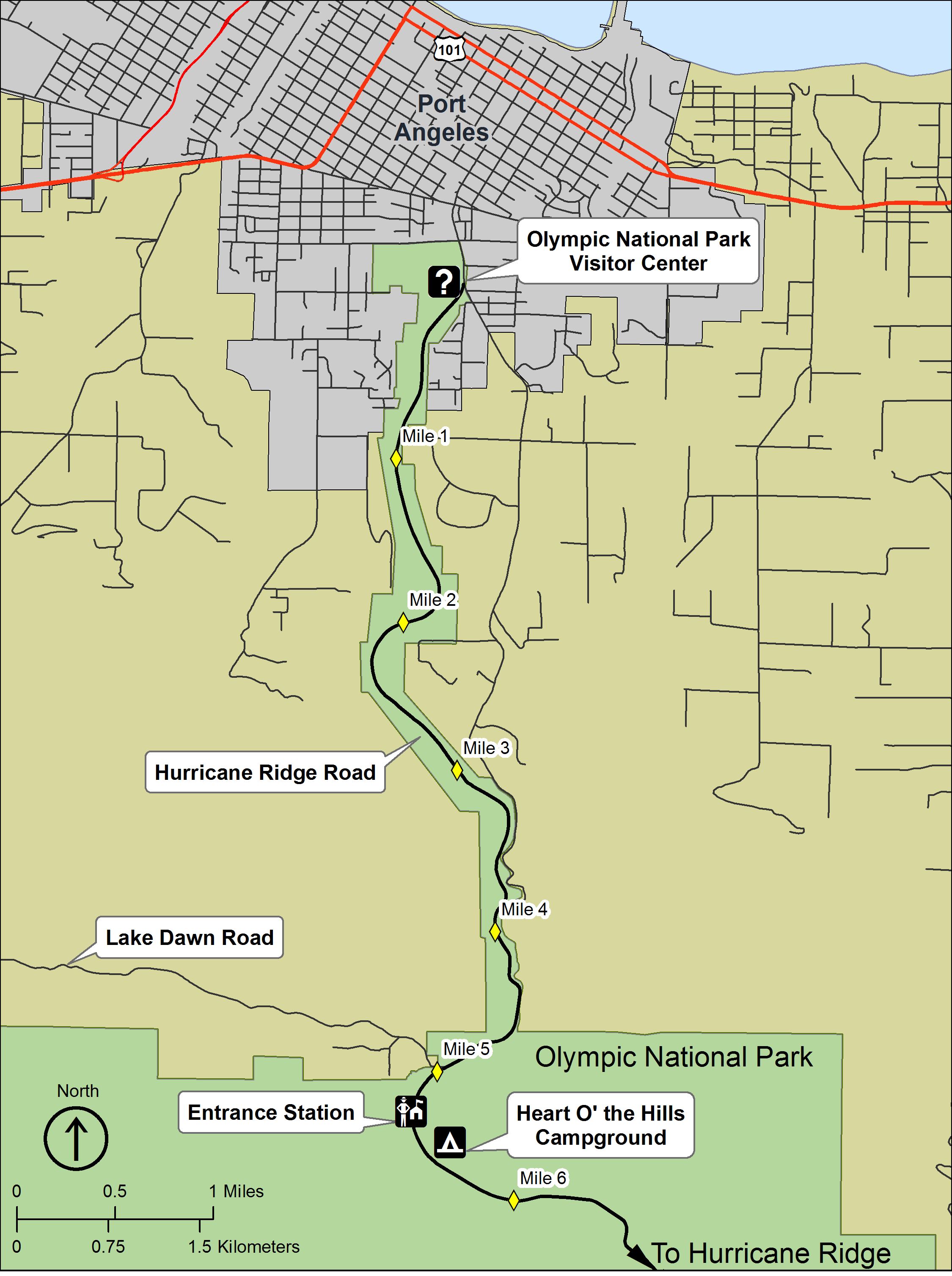 Hurricane Ridge Road - Road Work Area Map Map of Hurricane Ridge Road project area