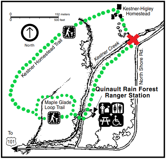 Kestner Homestead Trail Footbridge Closure Map of Quinault Area Trails