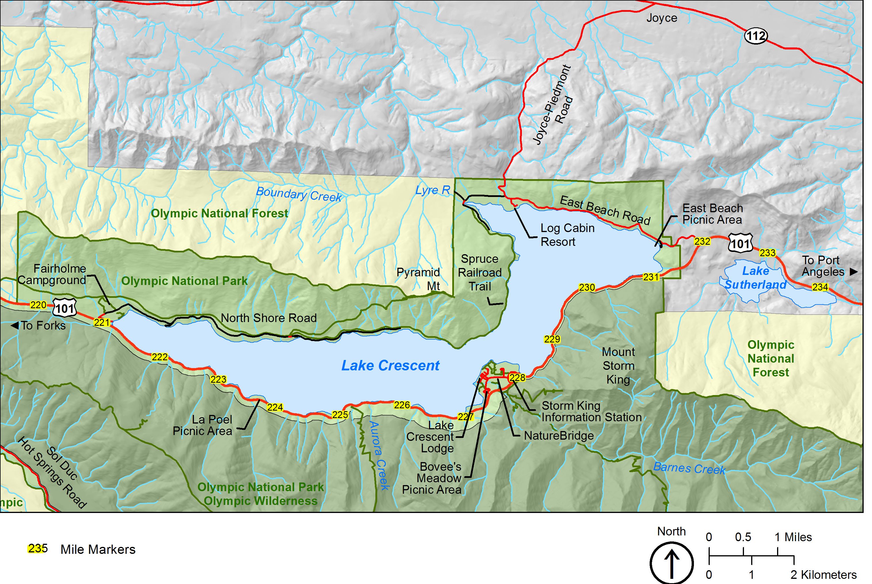 Map of Highway 101 at Lake Crescent Map of Highway 101 at Lake Crescent