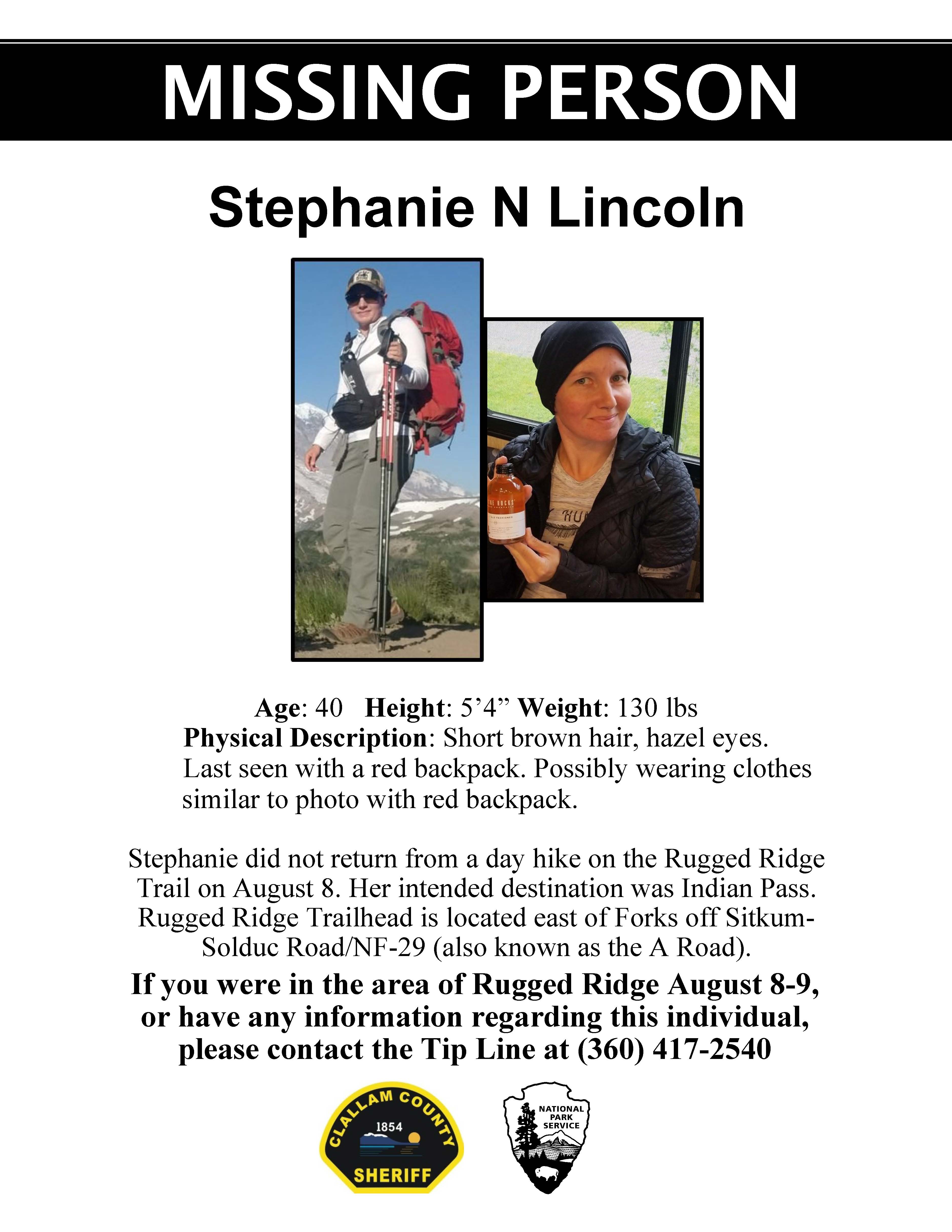 Missing Person Flyer - Stephanie Lincoln Missing Person flyer