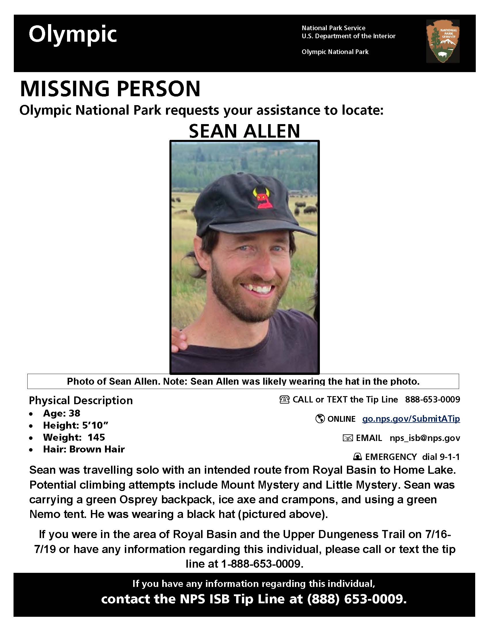 Missing person poster for Sean Allen