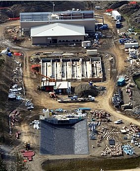 aerial view of large construction project underway