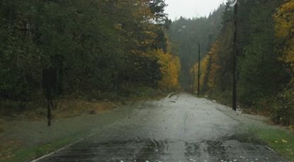 floodwaters over road