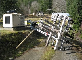 electrical power pole on ground