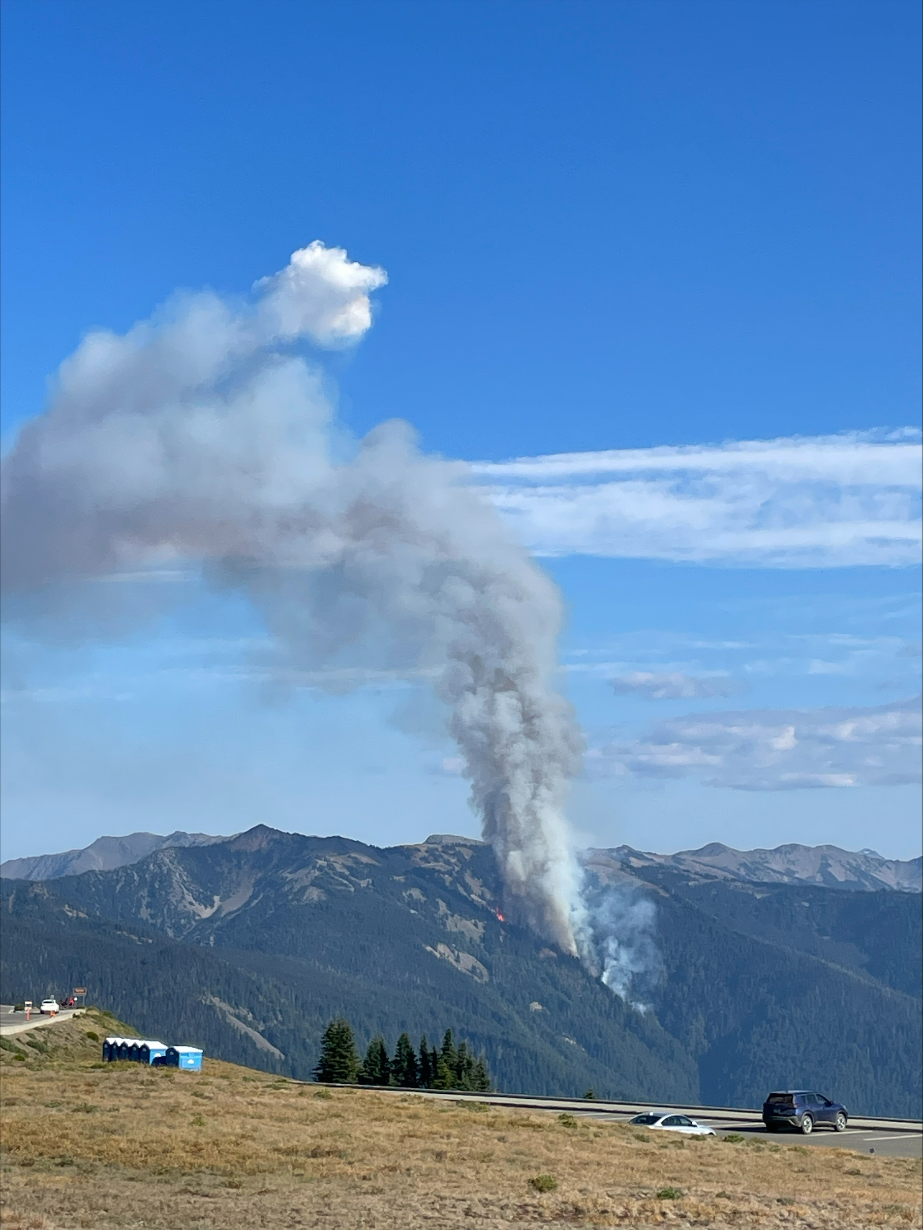 Eagle Point Fire 9/2 A large smoke plume builds above a wildfire