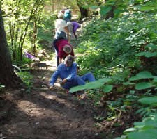 people along a rough trail