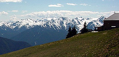 mountains with building in foreground