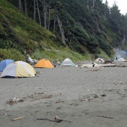 Tents along Shi Shi Beach