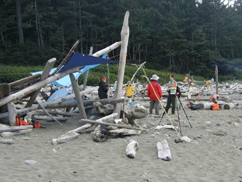 Wilderness Ranger contacting visitors at Shi Shi Beach.