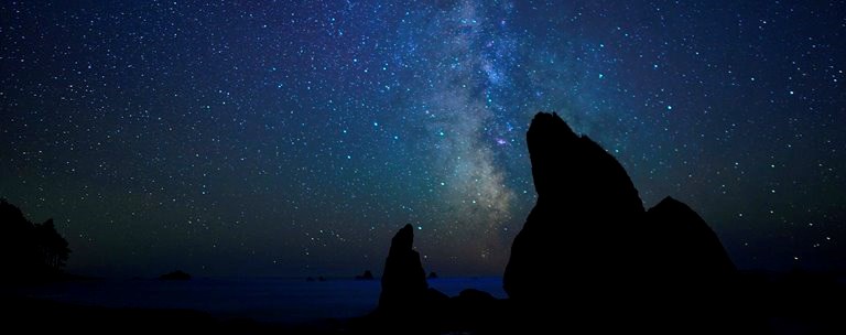 Stars light up the sky above Ruby Beach