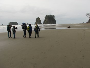 Hikers on Second Beach