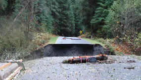 West Twin Creek washout on Hoh Road