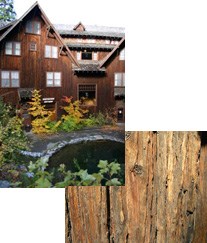 Chateau with a close-up view of Port Orford Cedar bark.