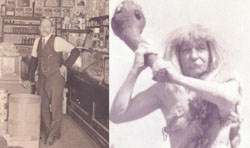 Dad Reingate as a grocery store owner (left) and as a Caveman. Dad Reingate as a grocery store owner (left) and as a Caveman.