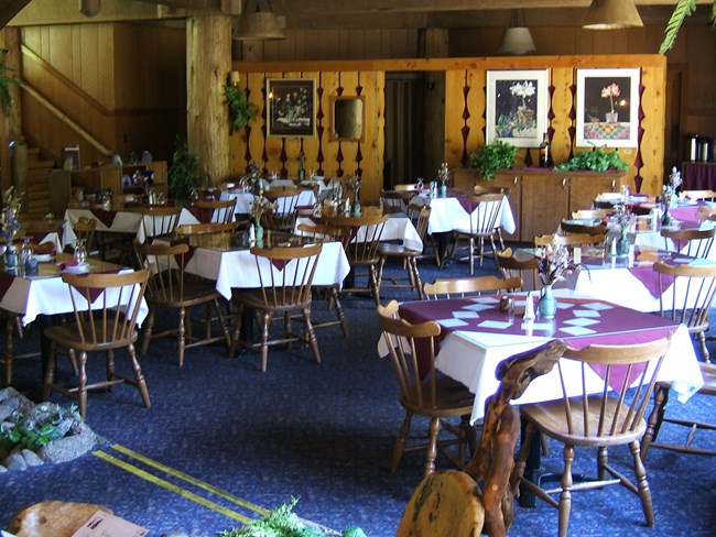 Dinner area of the Oregon Caves Chateau