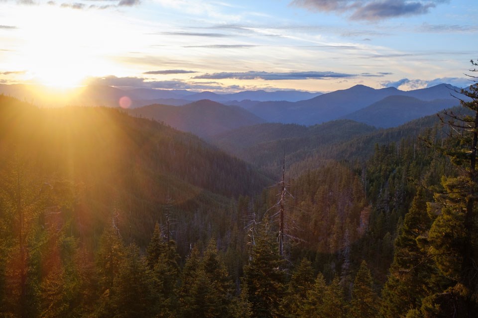 View of sun setting from Cliff Nature Trail.