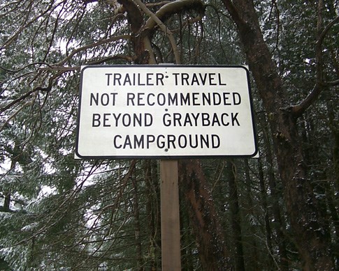 Travel trailer not recommended belond grayback campground