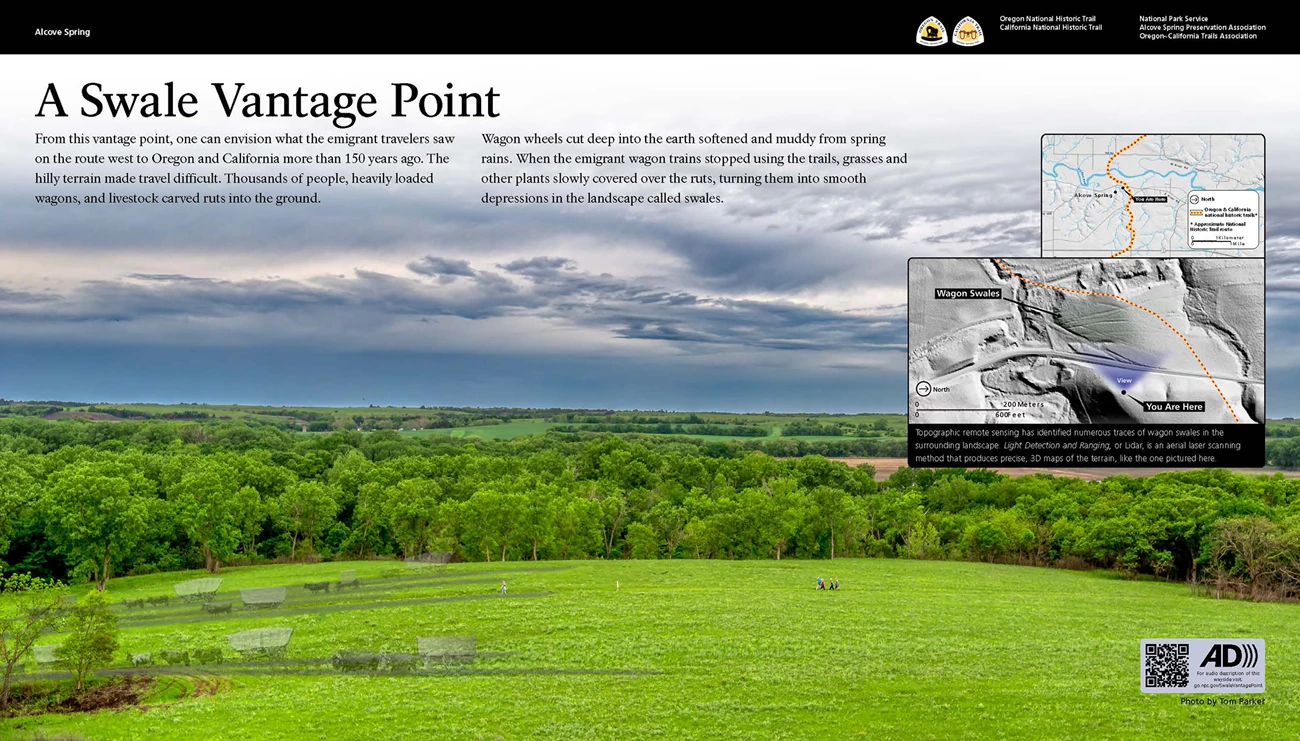 Wayside interpretive exhibit, full audio description is available.
