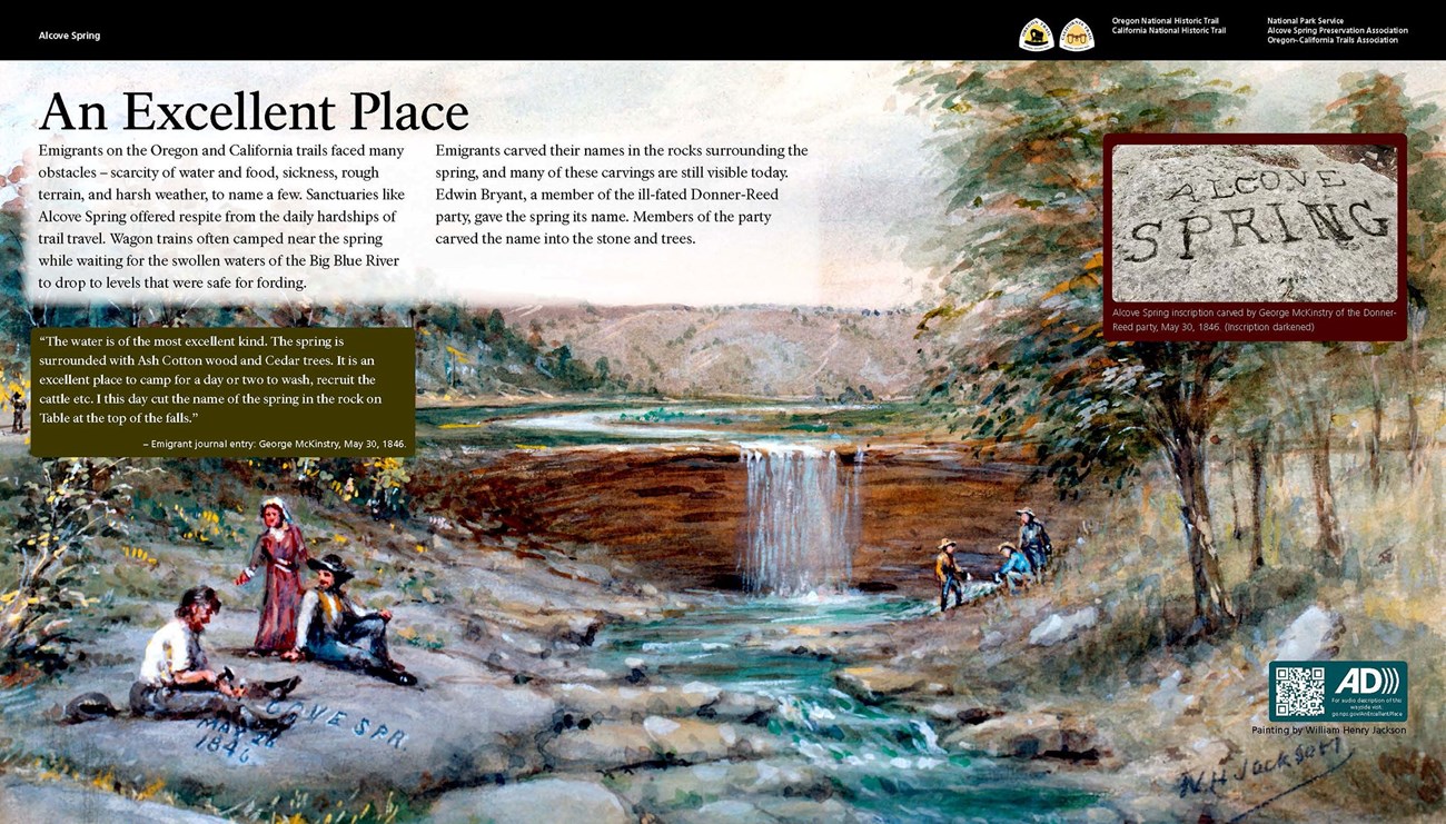 Wayside interpretive exhibit, full audio description is available.