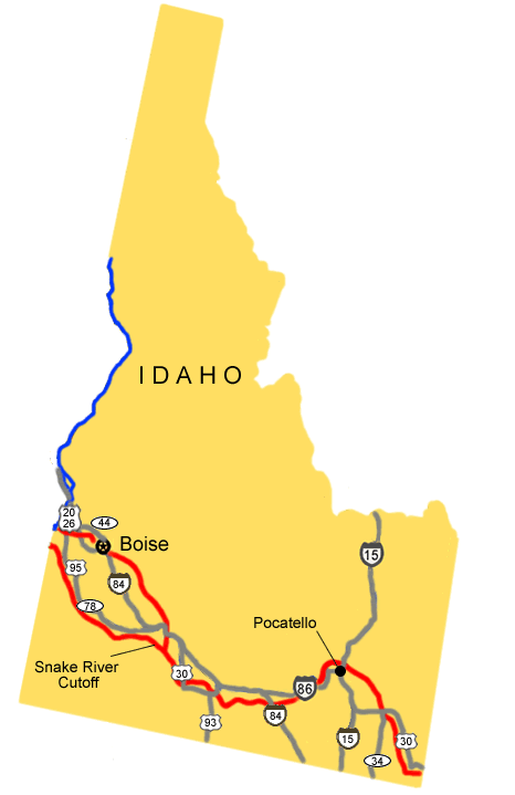 Map image of the auto tour route driving directions across Idaho.