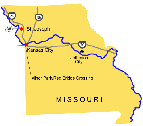 A map of Missouri depicting the major highways.