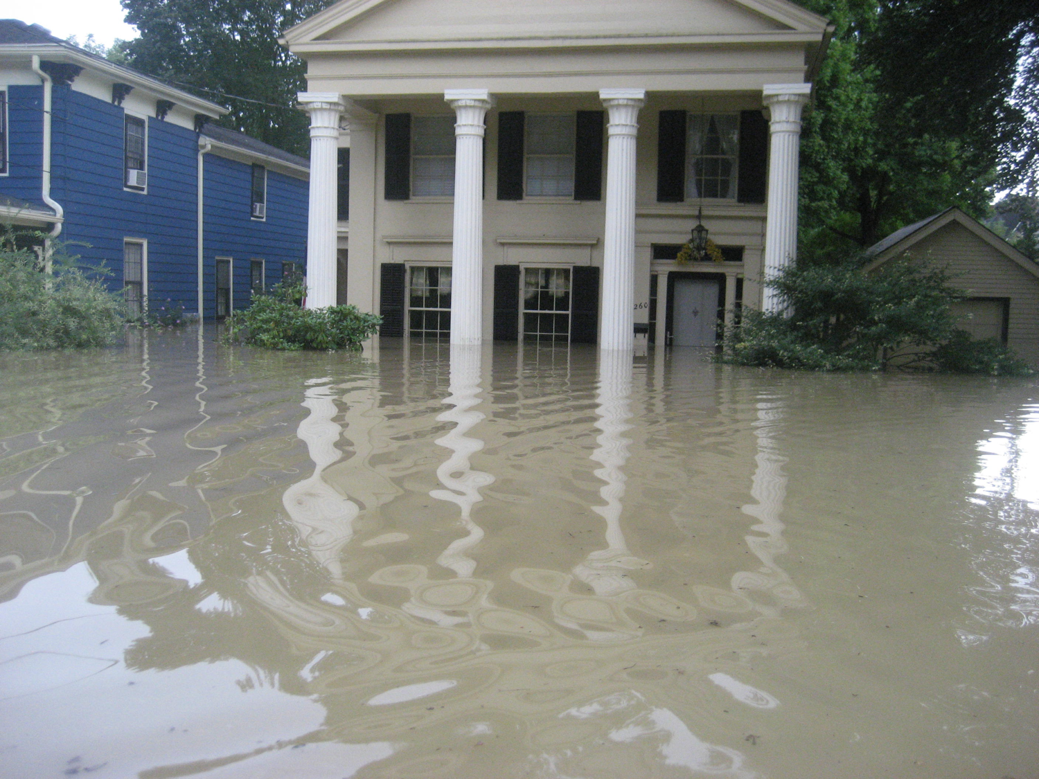 Historic home flooded up to windows