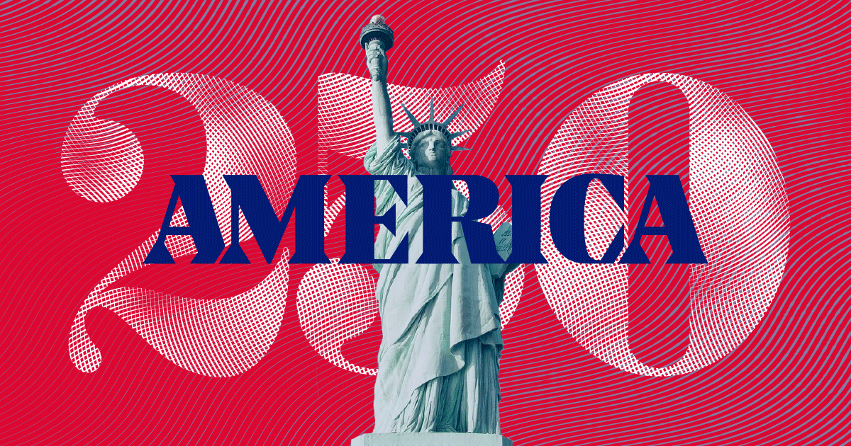 "250" in a large font with a red background behind the Statue of Liberty.