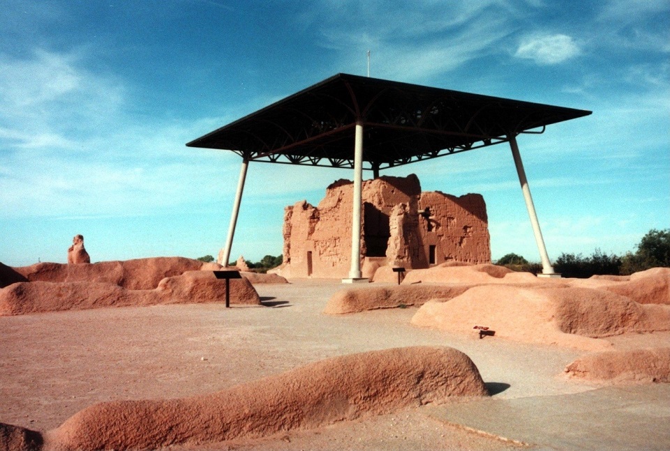 Casa Grande being protected from rainfall.