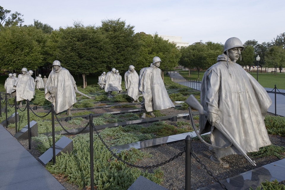 Statues of U.S. soldiers at the Korean War Memorial