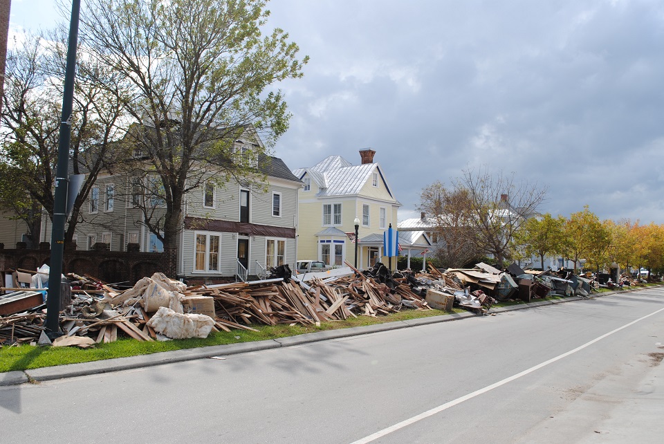 Damage in Wilmington, North Carolina, following Hurricane Michael in 2018.