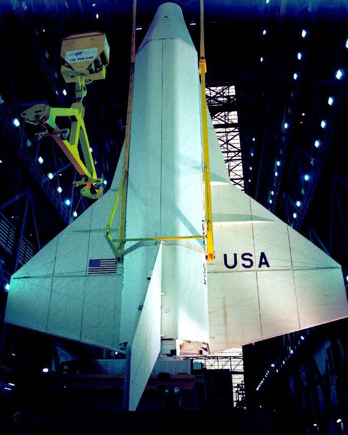 Space Shuttle hanging in exhibit