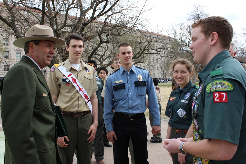 Acting Director Mike Reynolds talking to scouts