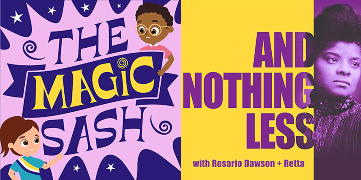 The Magic Sash and And Nothing Less graphic illustrations that say The Magic Sash and And Nothing Less
