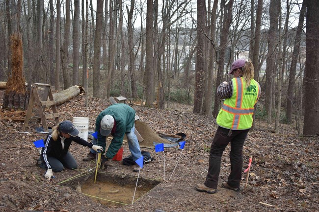 crew excavating at PETE Whitehill Field Quarters March 2020