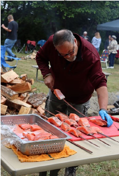 Rick Warner Preparing the salmon for Culture Day