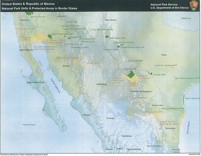 Map of NPS units and protected areas along the US-Mexico border
