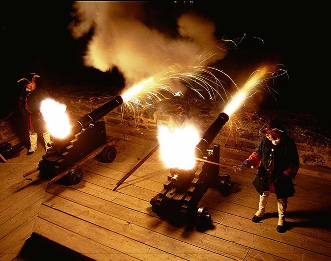 Cannon firing at Fort Matanzas National Monument