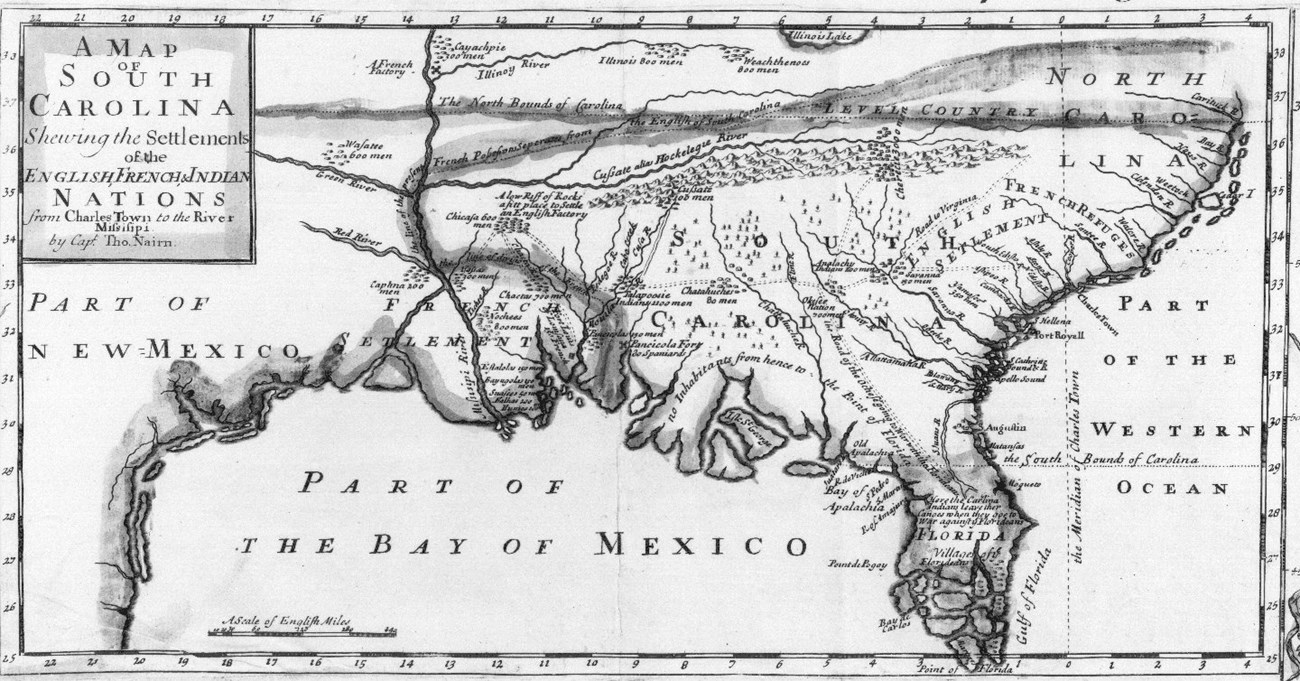 Image 3. The Nairne map of the Southeast, ca. 1711 (courtesy of John Carter Brown Library, Brown University) Image 3. The Nairne map of the Southeast, ca. 1711 (courtesy of John Carter Brown Library, Brown University)