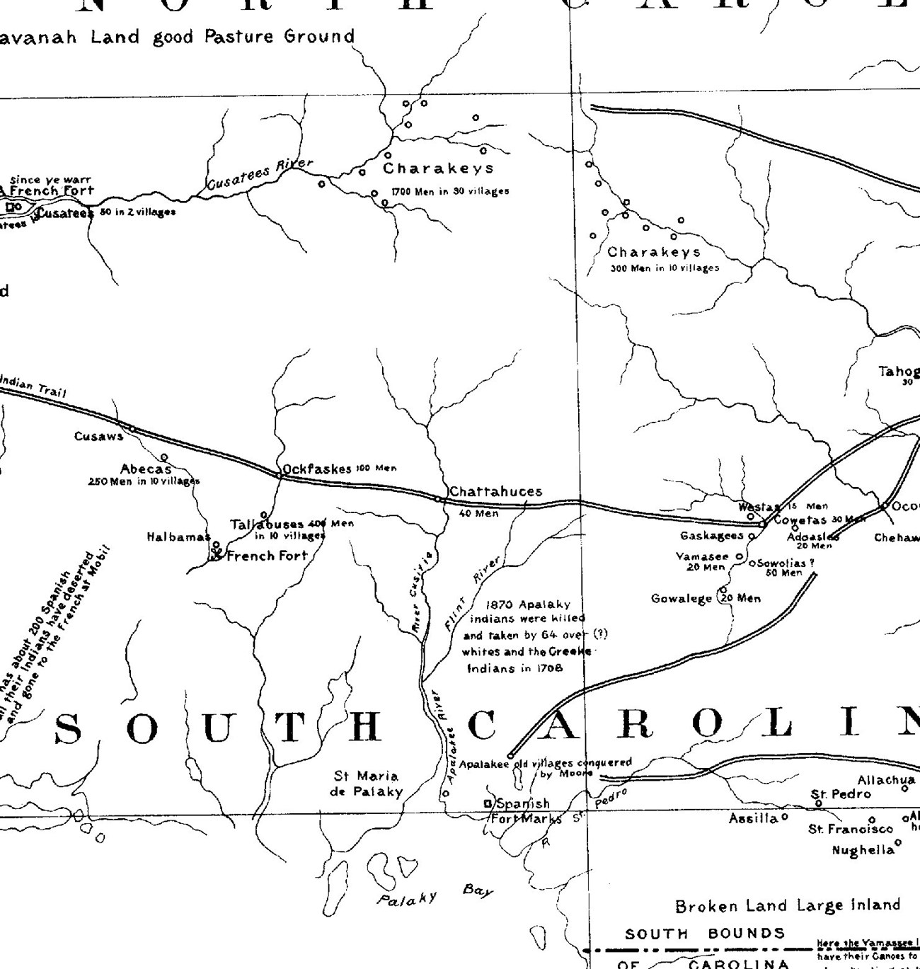 Image 4. Map of the Southeast, ca. 1715 (from Swanton 1922:Plate 3) Image 4. Map of the Southeast, ca. 1715 (from Swanton 1922:Plate 3)