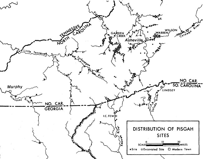 Image 1.  Distribution of Pisgah sites (Adapted from Dickens 1974:Figure 2)